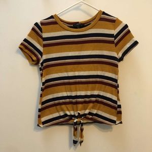 Mustard Striped Tee w/ Tie
